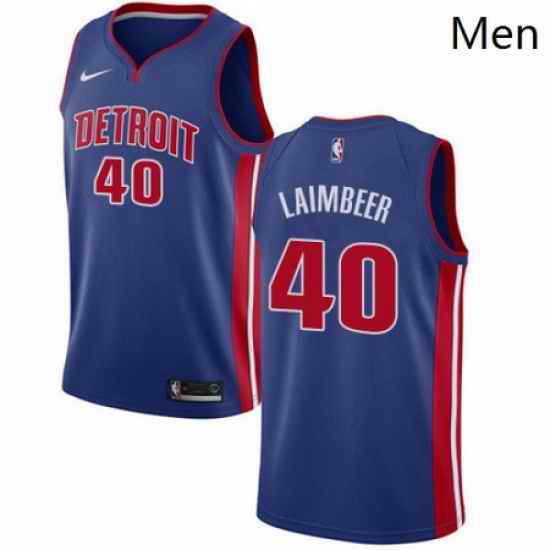 Mens Nike Detroit Pistons 40 Bill Laimbeer Swingman Royal Blue Road NBA Jersey Icon Edition